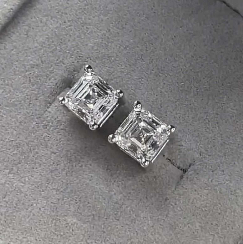 Asscher Cut Stud Earrings 1ct